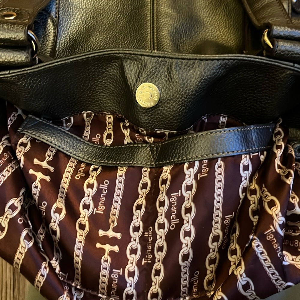 Tignanello shoulder bag pebbled leather gray metallic quiet luxury - Picture 10 of 14